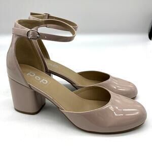 Pop Womens Gal Block Heel Nude Pumps Size 11M